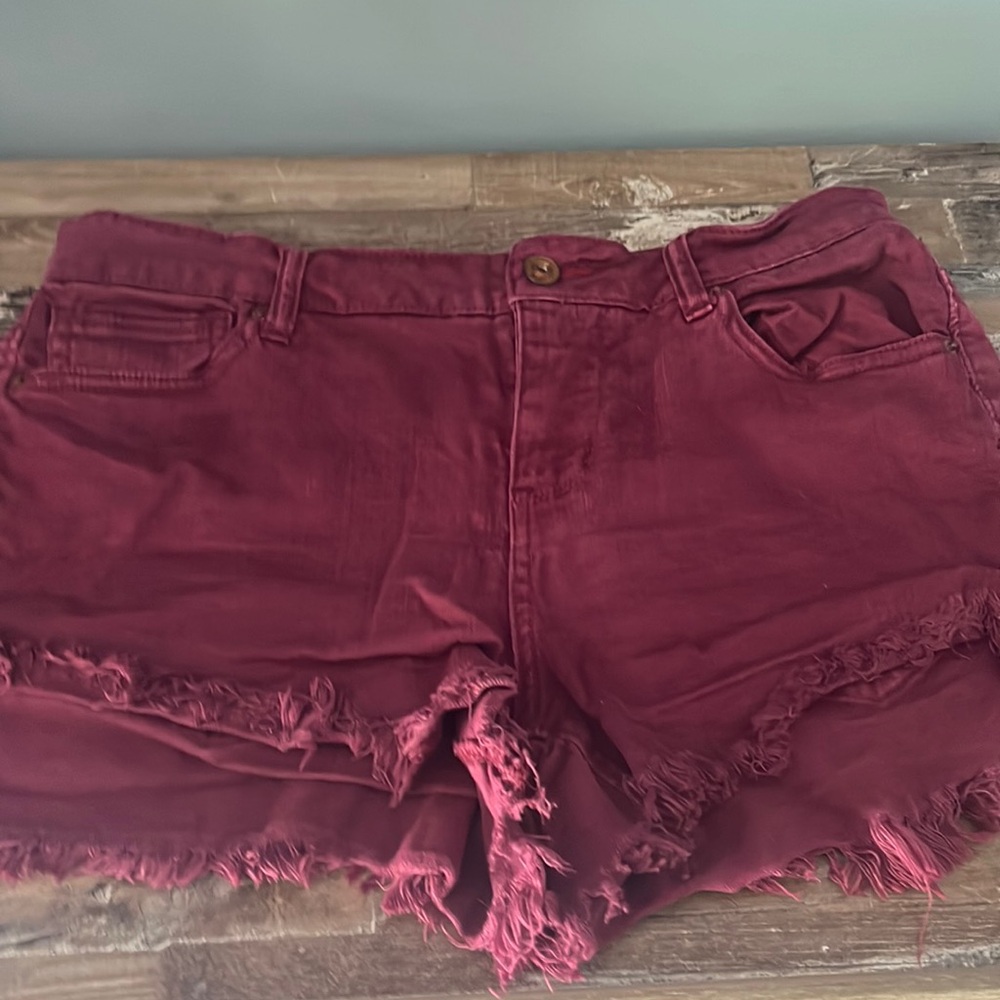 Dark red jean shorts, size 9